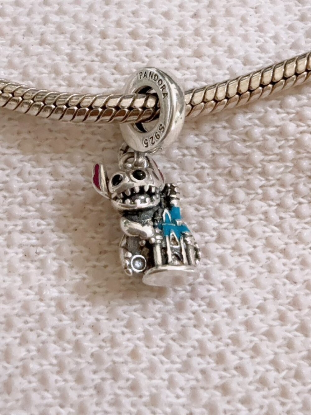 Disney Stitch and Castle Dangle Charm For Pandora Bracelet Necklace